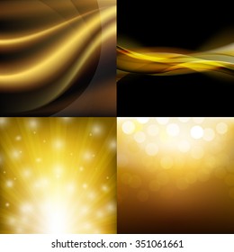 Luxury Golden Backgrounds Set With Gradient Mesh, Vector illustration