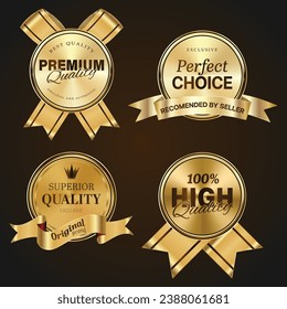 Luxury golden badges and labels. Retro vintage circle badge design