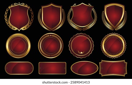Luxury golden badges vector. Premium quality stamp, gold labels and best offer badges