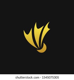 Luxury Golden Badminton championship shuttlecock logo vector design icon template