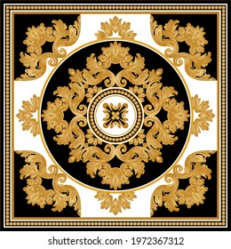 Luxury golden baroque elements on a black background. EPS10 Illustration.