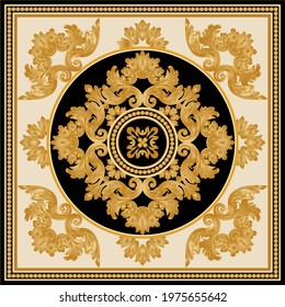Luxury golden baroque elements on a black background. EPS10 Illustration.
