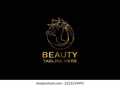 luxury golden beauty logo vector