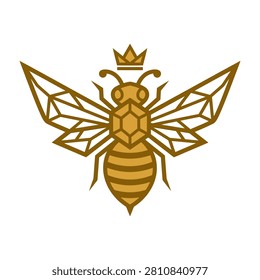 Luxury golden bee icon featuring crown and gem details.