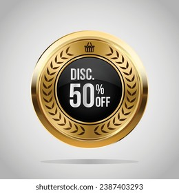 Luxury golden black badges and labels. Retro vintage circle badge design