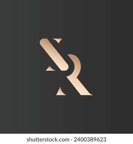 Luxury Golden and Black Color initial based SR logo. Logo letter SR Monogram golden Logos design