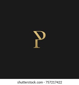 Luxury Golden and Black Color initial based P logo