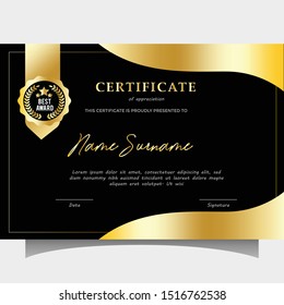 Luxury Golden Black Color On Certificate Stock Vector (Royalty Free ...