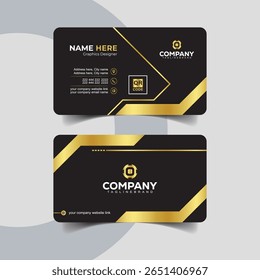 Luxury Golden Black Corporate Business Card Template with Bold Stripes