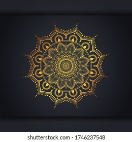 Luxury and golden black Islamic Mandala design background.