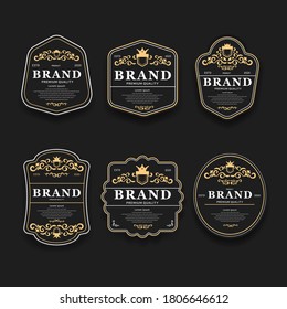 Luxury golden and black premium quality best choice labels set isolated vector illustration