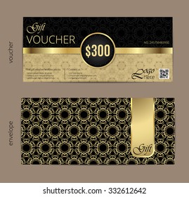 Luxury Golden And Black Voucher With Vintage Ornament