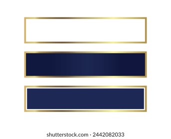 Luxury golden blue arabic islamic text box title frame border set vector illustration isolated on white background