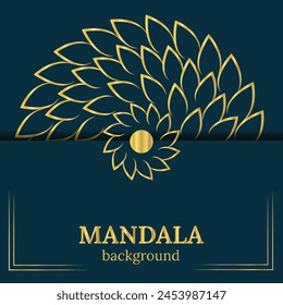 Luxury golden and blue Mandala Design Template