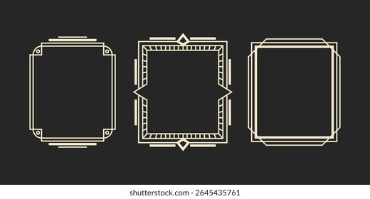 Luxury golden border set. Frames vector illustrations in elegant vintage style.