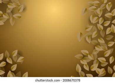 Luxury golden brown leaves art deco wallpaper. Nature background vector. Shiny gold backdrop for greeting cards, posters, banners and etc. Vector illustration.