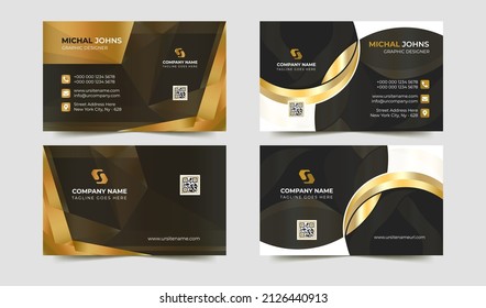 Luxury golden business card template and visiting card design vector set.