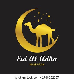 luxury golden camel ornament with Crescent moon shape, for decoration material design graphic vector