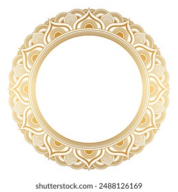 Luxury Golden Circle Frame Transparent With Vintage Mandala Gold Circular Pattern