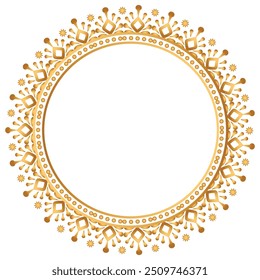 Luxury Golden Circle Frame Transparent With Vintage Mandala Gold Circular Pattern