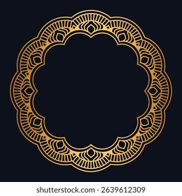Luxury golden circle frame transparent with vintage mandala gold circular pattern	
