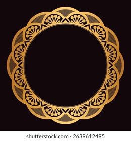 Luxury golden circle frame transparent with vintage mandala gold circular pattern	