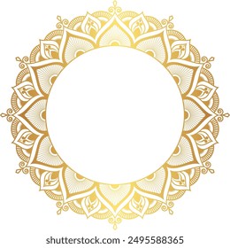 Luxury golden circle frame with vintage mandala gold circular pattern or gold mandala background	