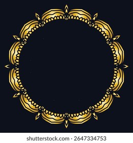 Luxury golden circle frame with vintage mandala gold circular pattern	