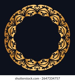 Luxury golden circle frame with vintage mandala gold circular pattern	