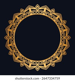 Luxury golden circle frame with vintage mandala gold circular pattern	