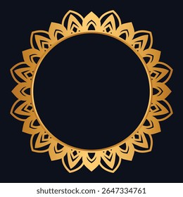 Luxury golden circle frame with vintage mandala gold circular pattern	