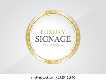 Luxury golden circle light bulb signage vector.