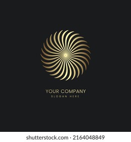 A Luxury Golden circle logo style, Abstract linear logo design. windmill logo symbol templte. circle propeller vector and illustration