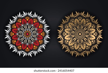 Luxury Golden Color or Colorful Islamic Mandala Background Design.
Circular pattern in form of mandala for Henna, Mehndi, tattoo, decoration. Decorative ornament in ethnic oriental style.