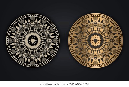 Luxury Golden Color or Colorful Islamic Mandala Background Design.
Circular pattern in form of mandala for Henna, Mehndi, tattoo, decoration. Decorative ornament in ethnic oriental style.