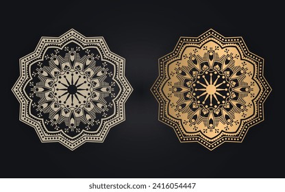 Luxury Golden Color or Colorful Islamic Mandala Background Design.
Circular pattern in form of mandala for Henna, Mehndi, tattoo, decoration. Decorative ornament in ethnic oriental style.