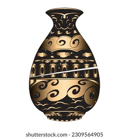 luxury golden color flower vase vector