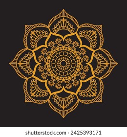 Luxury golden color vector mandala on black background