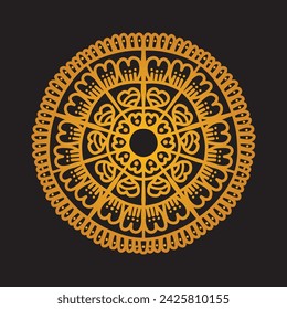 Luxury golden color vector mandala on black background