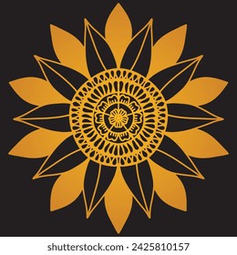 Luxury golden color vector mandala on black background