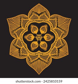 Luxury golden color vector mandala on black background