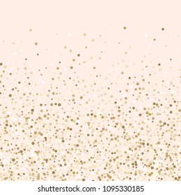 Luxury golden confetti particles, gold glittering background. Scattered golden dots design. Vector illustration.