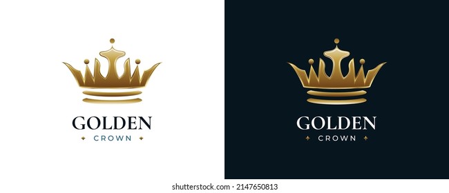 Luxury Golden Crown Logo Design. Royal King or Queen Crown Logo or Icon. Elegant Diadem Vector Illustration