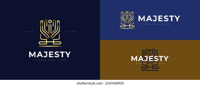 Luxury Golden Crown Logo Design in Line Style. Royal King or Queen Crown Logo or Icon. Elegant Diadem Vector Illustration