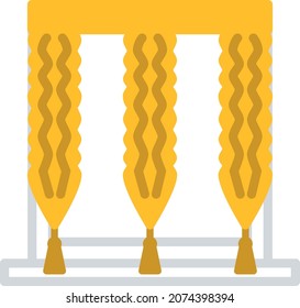 Luxury golden curtain, illustration, vector, on a white background.