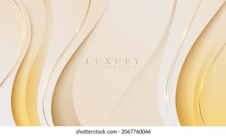 Luxury golden curve line background with glitter light effect elements.