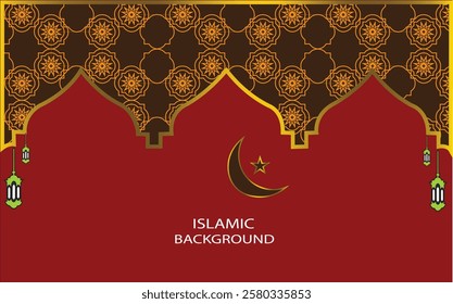 luxury Golden and dark Green colorful pattern eid mubarak ramadan or ramadhan islamic background banner frame.