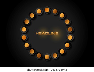 Luxuriöser, goldener, gepunkteter runder Rahmen, abstrakter Hintergrund. Vektordesign