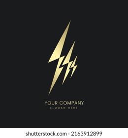 A Luxury Golden Electric Logo with abstract letter on on background, tunder bolt logo template design, vector illustration