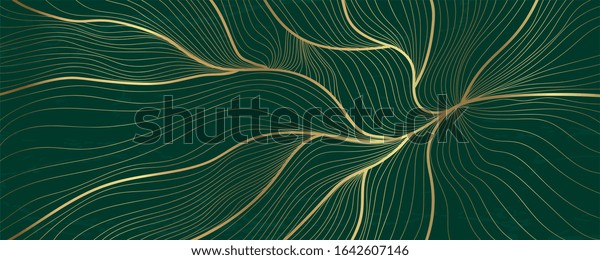 Luxury golden emerald wallpaper.  Abstract\
gold line arts texture with green emerald background design for\
cover, invitation background, packaging design, fabric, and print.\
Vector illustration.